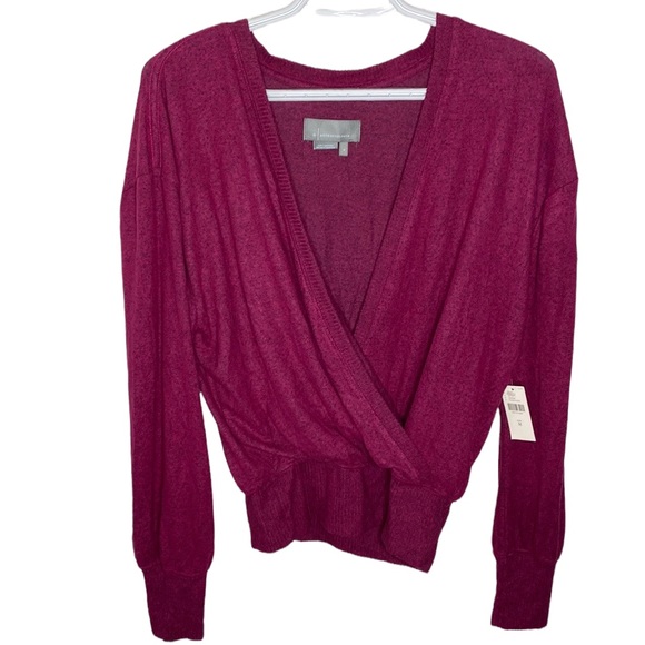 Anthropologie plush soft wrap sweater in Plum Prune space dye size M